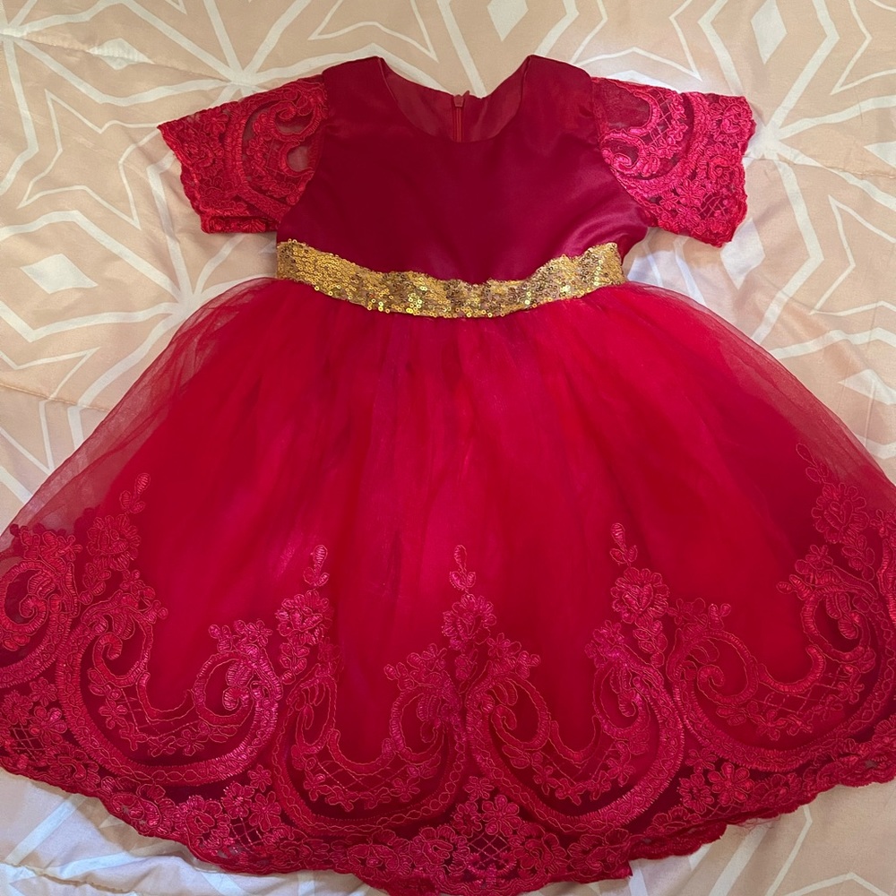 Size 5 red and gold dress